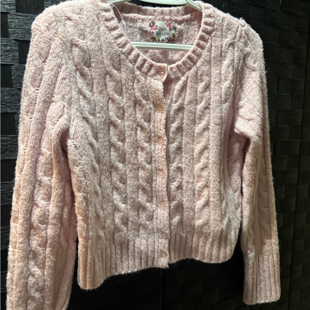 Pink Republic Blush Cable Knit Cardigan